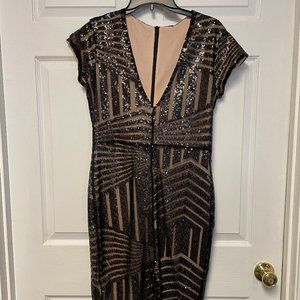 Black Sequined Lined Dress Women's Size XL
